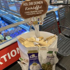 gratis Kochköffel Holzlöffel Rama Cremefine