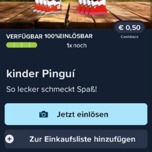 50cent Cashback beim Kauf von Kinder Pinguin