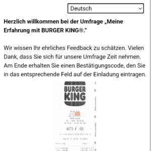 Burgerking Besuch bewerten,gratis Artikel als Dankeschön erhalten