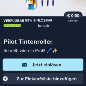 60ct Cashback auf Pilot Tintenroller