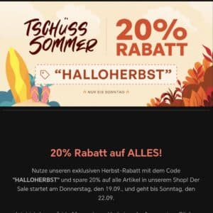 20% Rabatt auf ALLES beim Stuffle Herbst-Sale