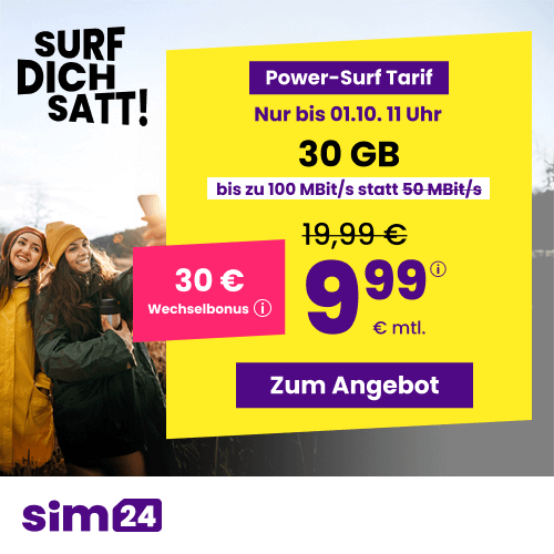 Thumbnail Jetzt bis zu 50€ Wechselbonus! 😱 mtl. kündbare 5G/LTE Handy Allnets 📲 6GB für 4,99€ | 20GB für 7,99€ | 30GB für 9,99€ | 100GB für 19,99€ (SIM24 im 1&amp;1-Netz)