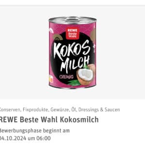 REWE Produkttest - REWE Beste Wahl Kokosmilch