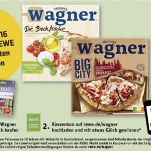 REWE + Wagner Pizza: Gewinne jetzt 1 von 8Apple iPhone 16 oder 1 von 50 REWEGeschenkkarten im Wert von je 50 €*