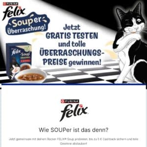 🐈🐈‍⬛ GRATIS: Felix Soup kostenlos testen (maximale Erstattung 5€)