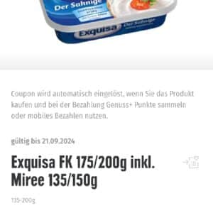 Exquisa/Miree Frischkäse für 0,88€ mit der Edeka App