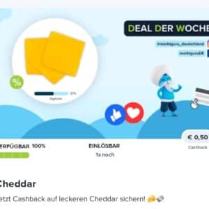 0,50€ Cashback auf Cheddar bei Marktguru & Edeka App