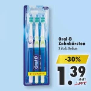 3er Pack Oral-B Zahnbürsten Classic Care für 1,39€ bei Mäc Geiz