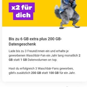 SIMon mobile Freunde werben, jetzt max. 3x2Gb für 1 Jahr und 200GB on Top