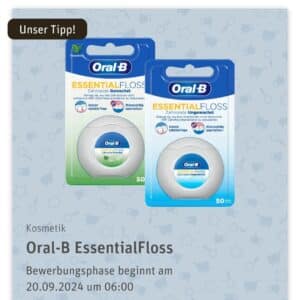 ab 20.9. Bewerbungsstart für Rewe Produkttest &#034;OralB Essential Floss&#034;