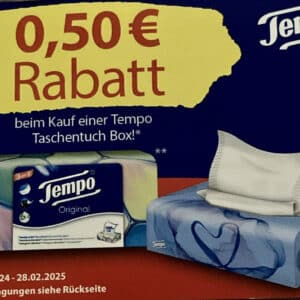 0,50€ Rabatt auf Tempo Taschentuchbox Taschentücher Box