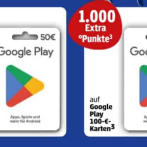 1000 Extra Punkte auf 100€ Google Play Karten bei Penny