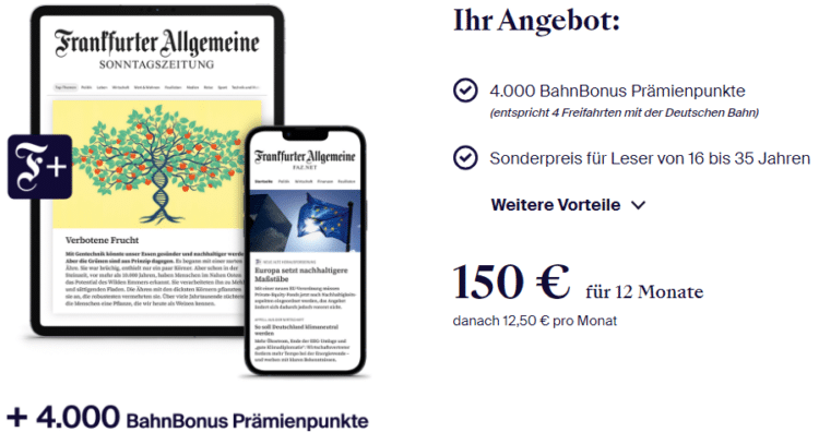 12 Monate F.A.S. Digital inkl. 4.000 Bahnbonus Prämienpunkte