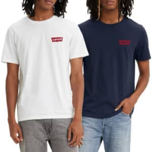 Levi&#039;s Herren 2-Pack Crewneck Graphic Tee T-Shirt in weiß/ blau für 20,36€ (31,94€)