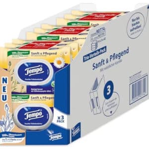 Tempo Toilettenpapier feucht Tempo Sanft Pflegend Trio-Pack für 20,90€ (statt 29,25€)