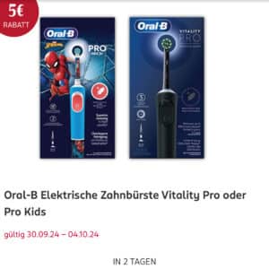 Rossmann  Oral-B Vitality PRO oder Vitality PRO Kids Zahnbürste statt 24,99€ für 17,99€