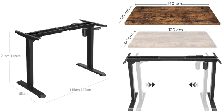 Songmics elektrisch höhenverstellbares Tischgestell