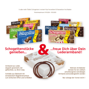 Gratis Lederarmband nach Kauf von min. 5x Schogetten - ab 01.10.2024! 🤩🍫