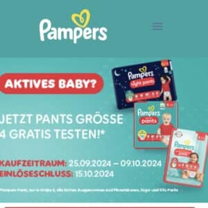 Pampers Pants Größe 4 GRATIS testen (GZG)! 🤩 Nur noch kurze Zeit!