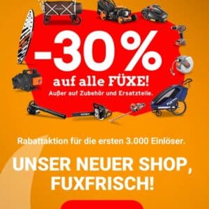 30% auf (fast) Alles bei FUXTEC: Bollerwagen, Rasenmäher, Werkzeug uvm.