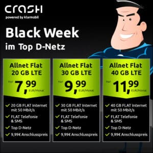 💥 20GB | 30GB | 40GB LTE Vodafone Allnet für 7,99€ | 9,99€ | 11,99€/Monat (Crash Allnet Flat) + GRATIS 1 Monat waipu.tv Perfect Plus (statt 10€)