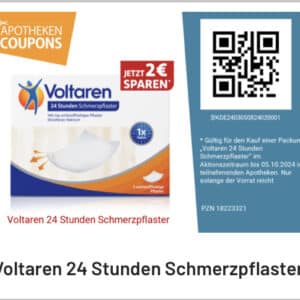 2€ Rabatt auf Voltaren 24h Schmerzpflaster Apotheke