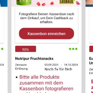 (Scondoo) 50% Cashback beim Kauf von Nutripur Snack