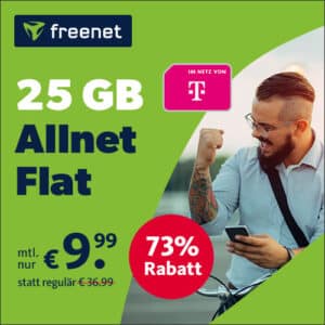 💥 25GB LTE Telekom Allnet für 9,99€ + 0,00€ AG (mit 5G für 11,99€)