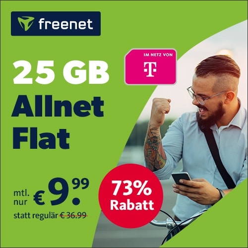 Thumbnail 💥 25GB LTE Telekom Allnet für 9,99€ + 0,00€ AG (mit 5G für 11,99€)