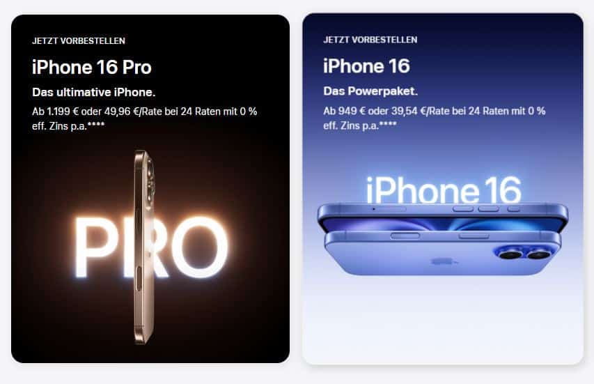 iPhone 16 und iPhone 16 Pro vorbestellen