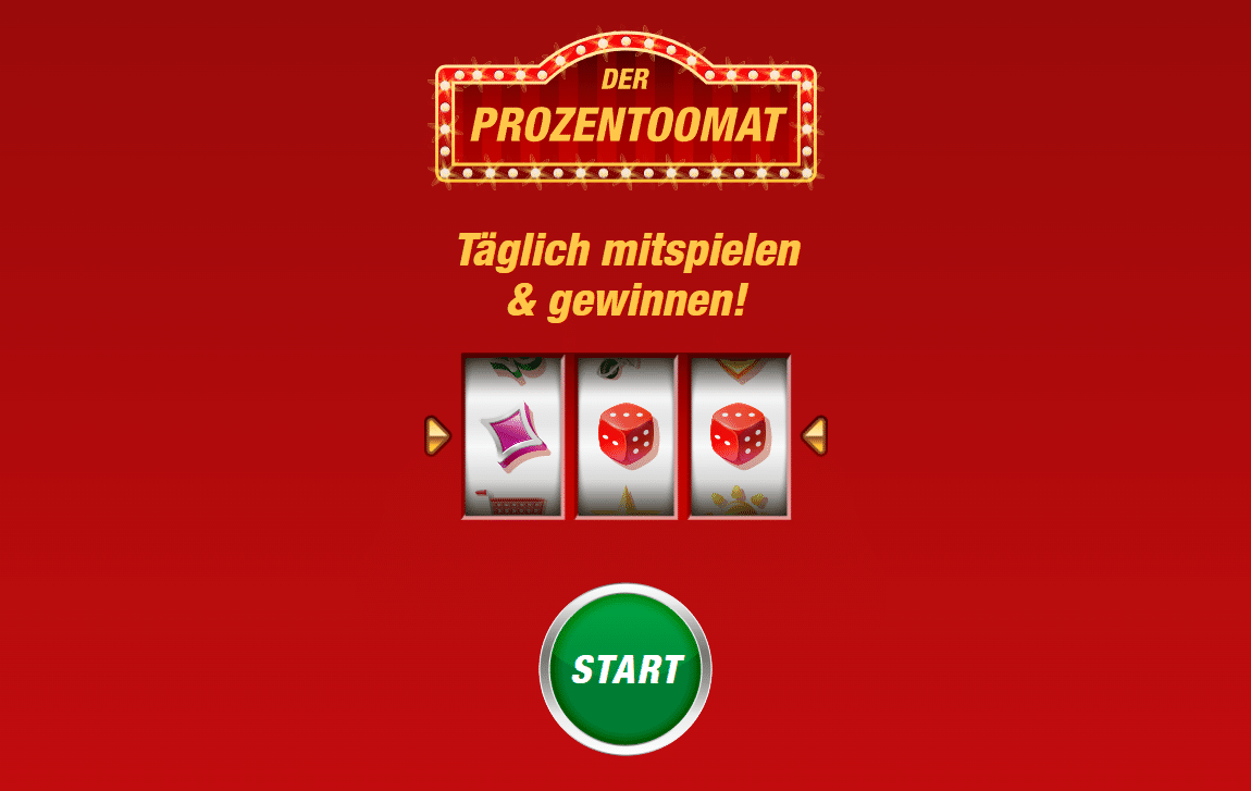 Abbildung toom Prozentoomat Gewinnspiel mit Start-Button