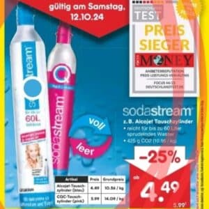 Sodastream Tauschzylinder 25% reduziert- nur am Samstag 12.10.- bei Netto MD ( gelb )