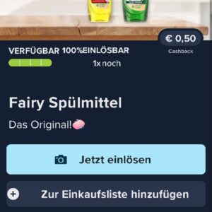 0,50€ Cashback auf Fairy Spülmittel