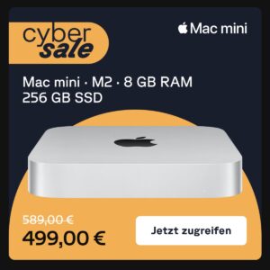 Apple Mac mini 2023 M2 mit 8 GB &#043; 256 GB SSD (MMFJ3D/A) für 499€ statt 589€