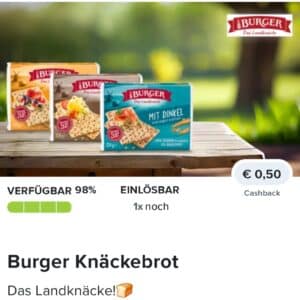 0,50€ Cashback auf Burger Knäckebrot bei Marktguru