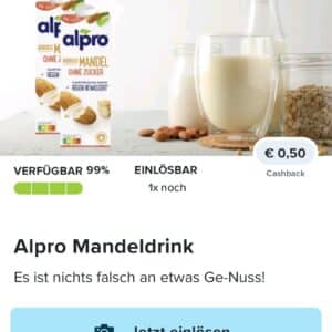 0,50€ Cashback auf Alpro Mandeldrink bei Marktguru