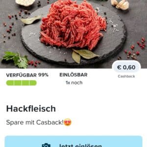 0,60€ Cashback auf Hackfleisch bei Marktguru