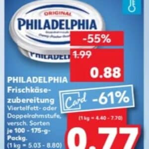 Philadelphia Frischkäsezubereitung für 0,77€ mit der Kaufland App