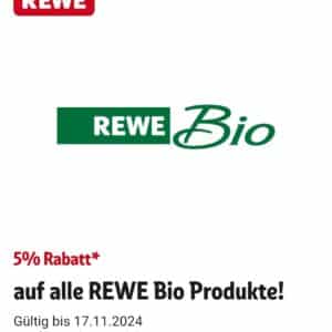 5% Rabatt auf alle Rewe Bio Produkte