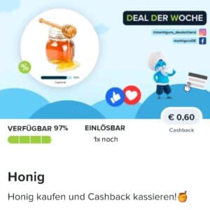 0,60€ Cashback auf Honig bei Marktguru