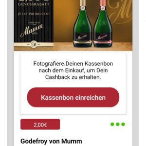 2,00€ Cashback auf Godefroy von Mumm Sekt bei scondoo