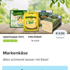 0,50€ Cashback auf Markenkäse bei Marktguru