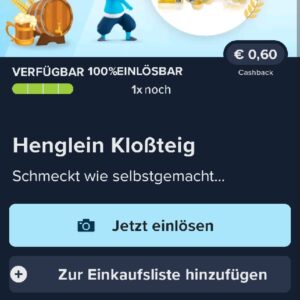 60ct Cashback auf Henglein Kloßteig