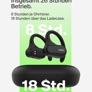 (Prime Deal Days) Belkin SoundForm ClearFit kabelloser Open-Ear Sportkopfhörer (Schwarz) für 29,99€ statt 41,99€