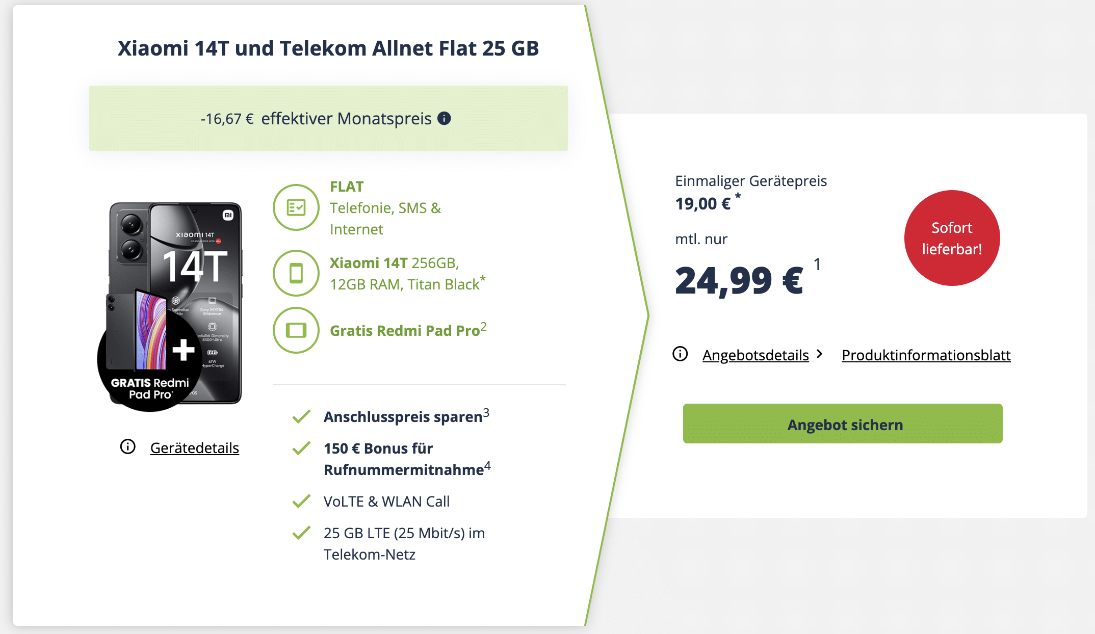 Xiaomi 14T und Telekom Allnet Flat 25 GB