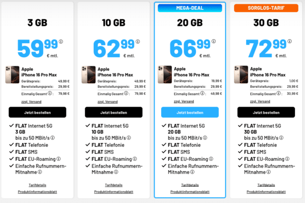 iPhone 16 Pro sim.de Angebot