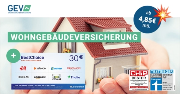 Wohngebäudeversicherung der GEV + 30€ BestChoice-Gutschein