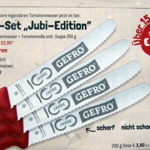 GEFRO wird 100: 4 sauscharfe Victorinox-Messer plus Pott Tomatensuppenpulver for just 22,90 € (plus ggfs. Versand)