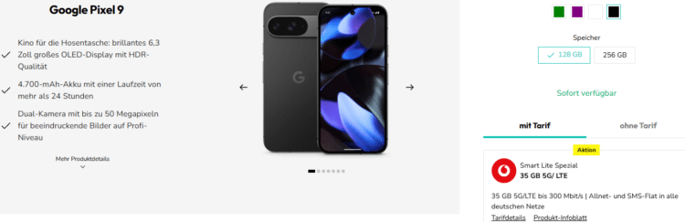 Eff. GRATIS! Google Pixel 9 (128GB) für 29,95€ + 35GB 5G/LTE Allnet