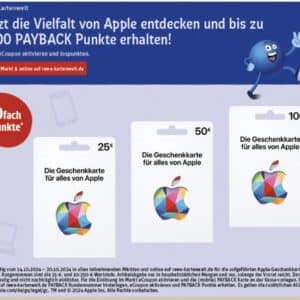 REWE 20-fach Punkte APPLE GESCHENKKARTEN ab 14.10.24